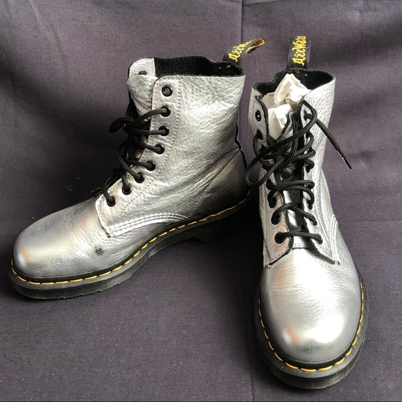 dr martens silver metallic